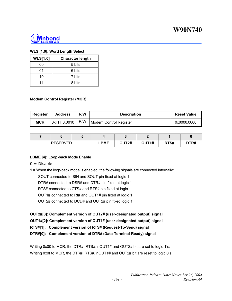 Rainbow Electronics W90N740 User Manual | Page 165 / 219