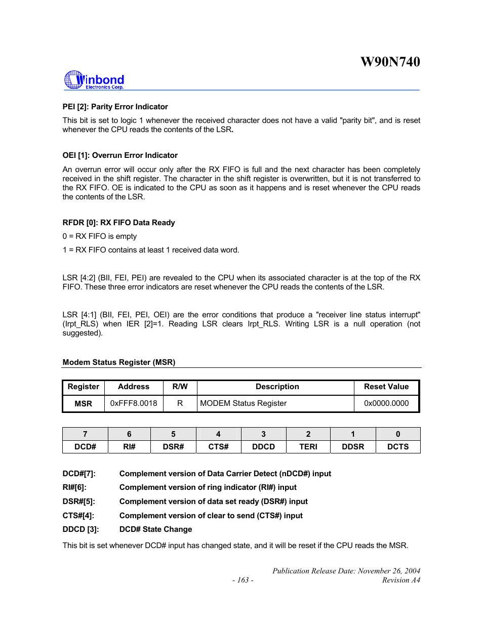 Rainbow Electronics W90N740 User Manual | Page 167 / 219