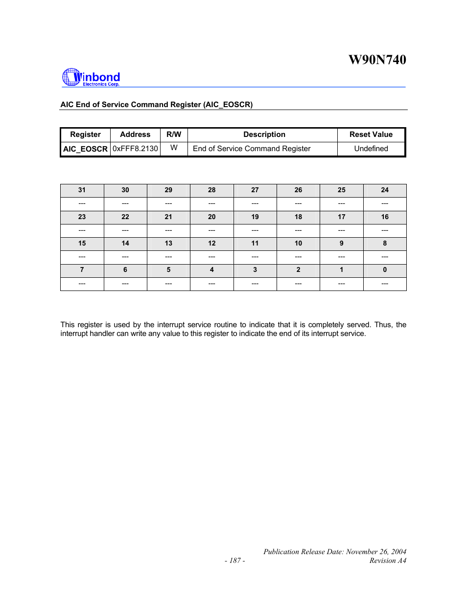 Rainbow Electronics W90N740 User Manual | Page 191 / 219