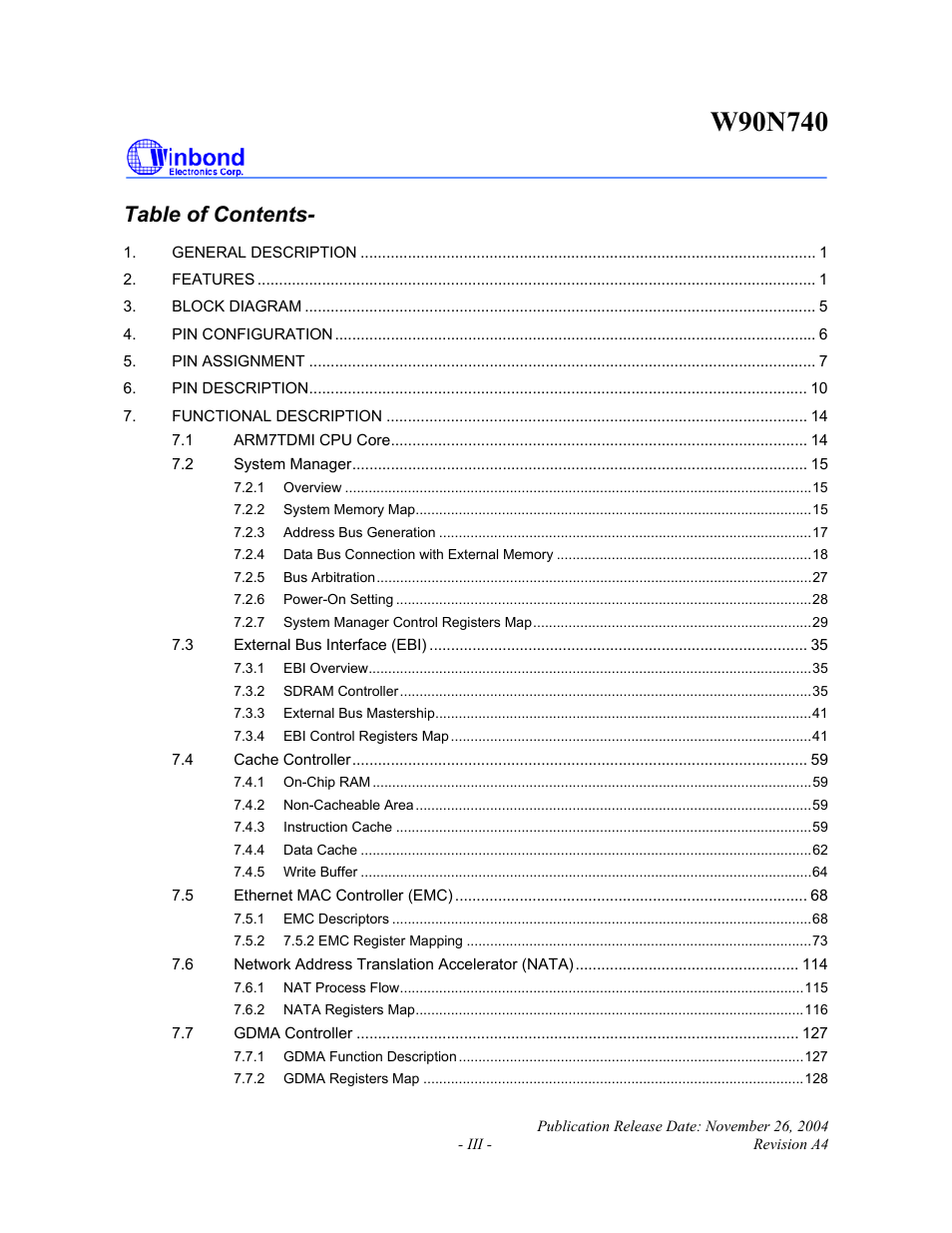 Rainbow Electronics W90N740 User Manual | Page 3 / 219