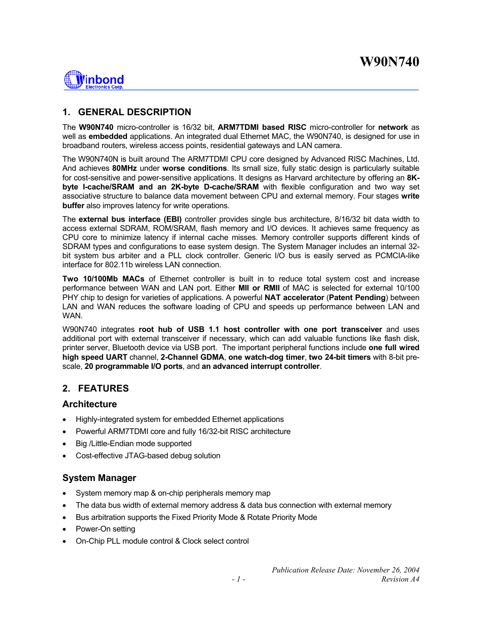 Rainbow Electronics W90N740 User Manual | Page 5 / 219