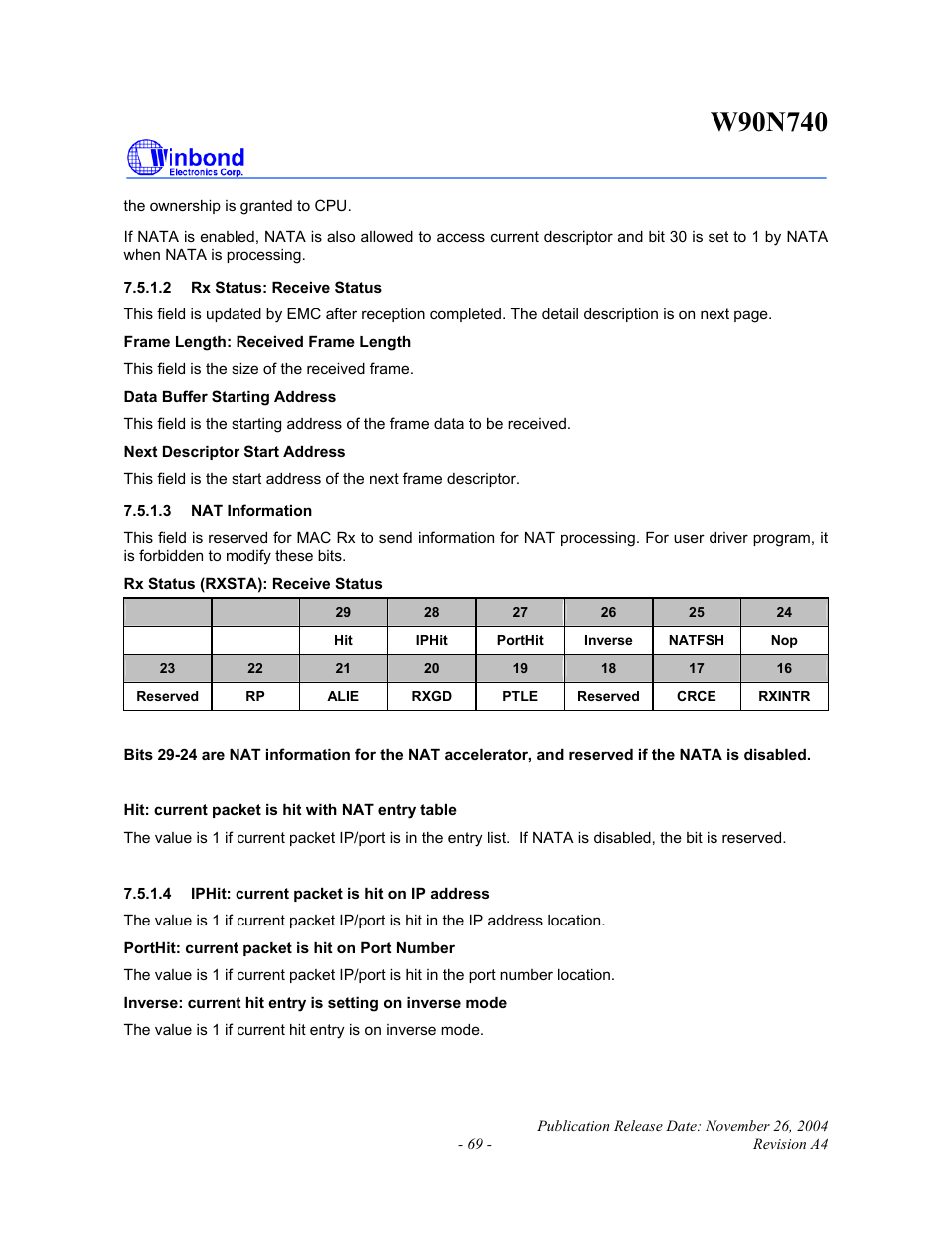 Rainbow Electronics W90N740 User Manual | Page 73 / 219