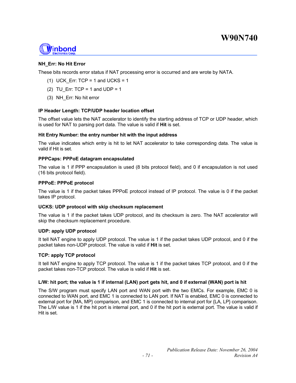 Rainbow Electronics W90N740 User Manual | Page 75 / 219