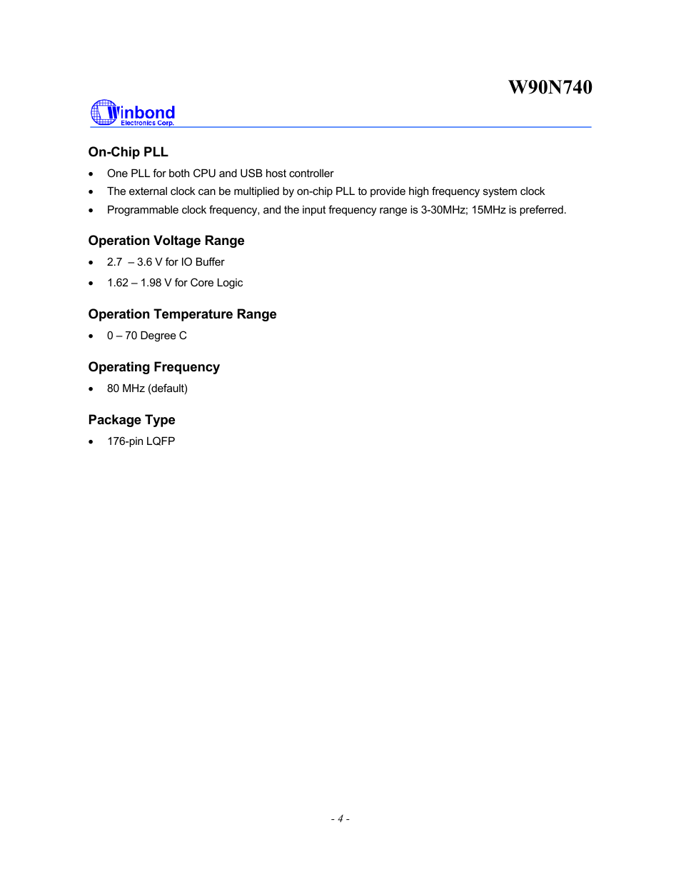 Rainbow Electronics W90N740 User Manual | Page 8 / 219