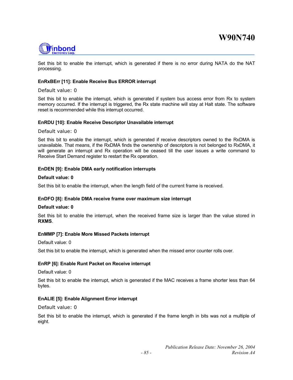 Rainbow Electronics W90N740 User Manual | Page 89 / 219