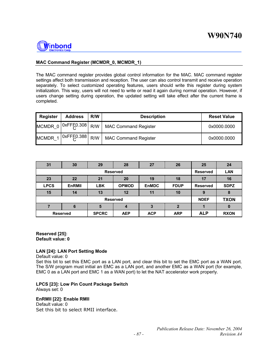 Rainbow Electronics W90N740 User Manual | Page 91 / 219