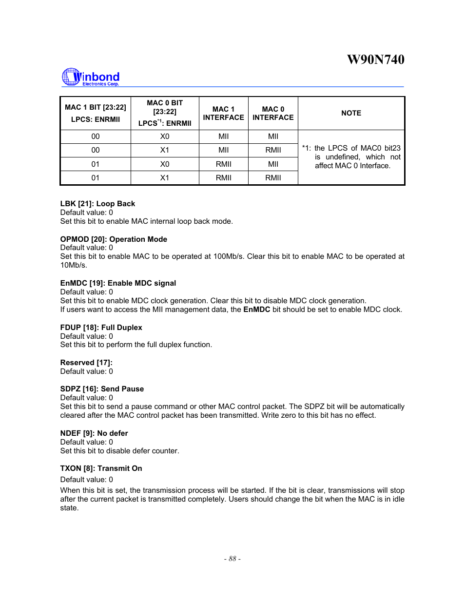 Rainbow Electronics W90N740 User Manual | Page 92 / 219