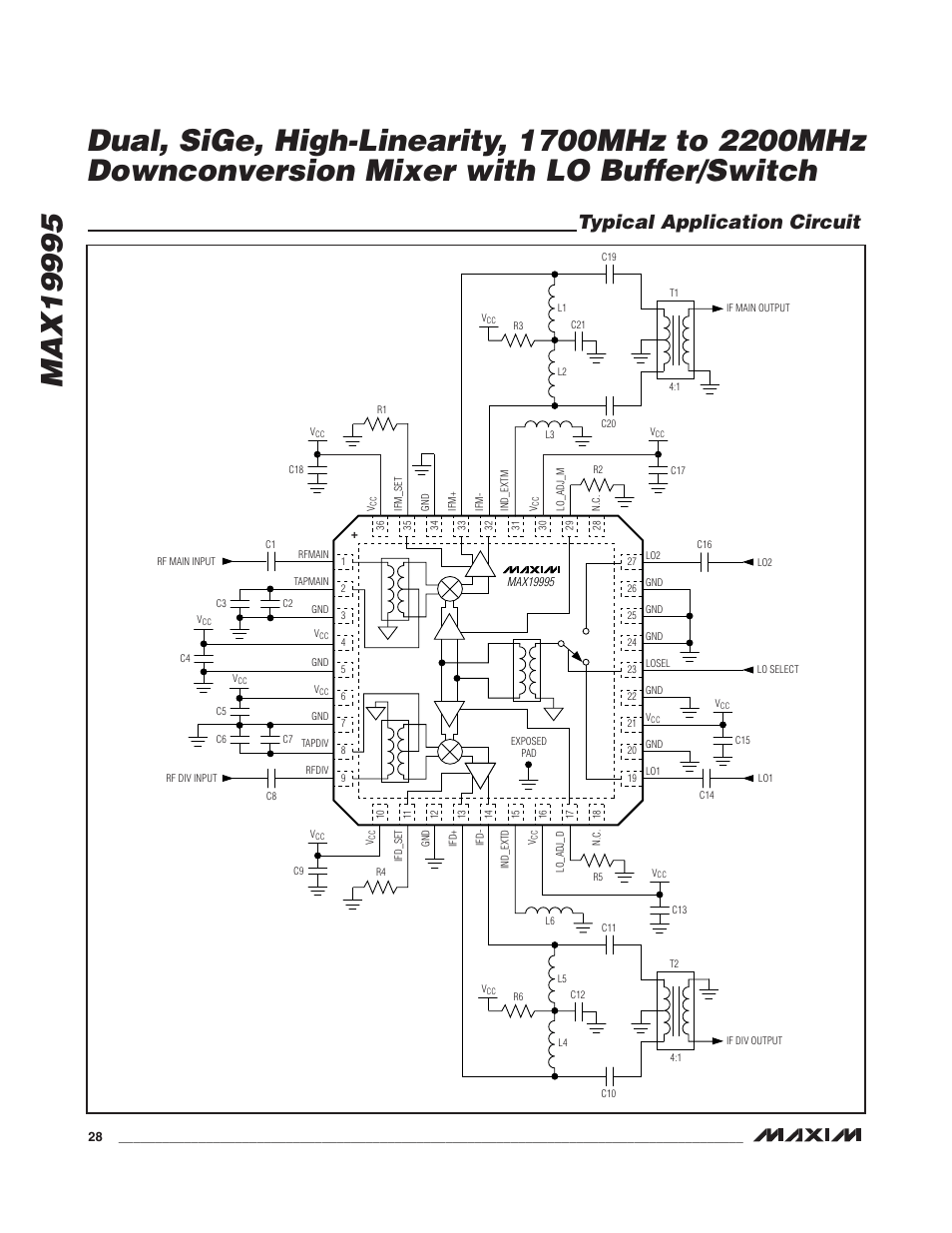 Typical application circuit | Rainbow Electronics MAX19995 User Manual | Page 28 / 29