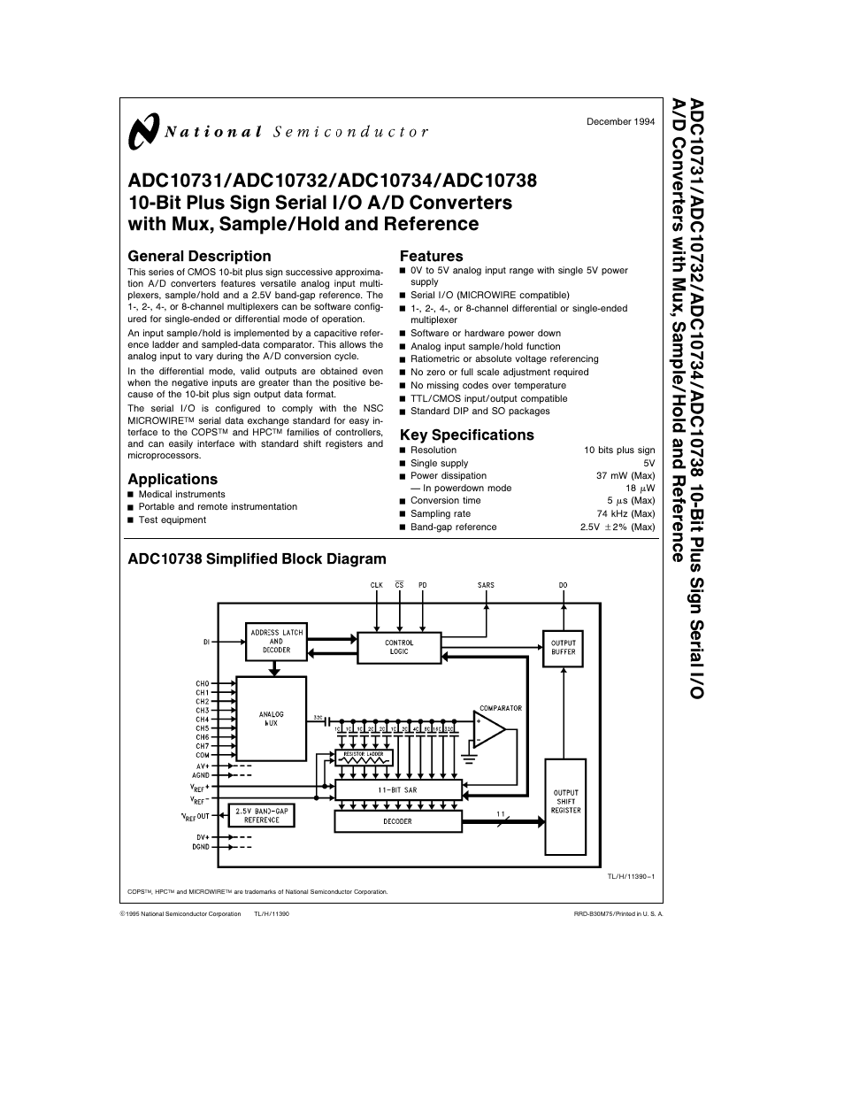 Rainbow Electronics ADC10738 User Manual | 30 pages