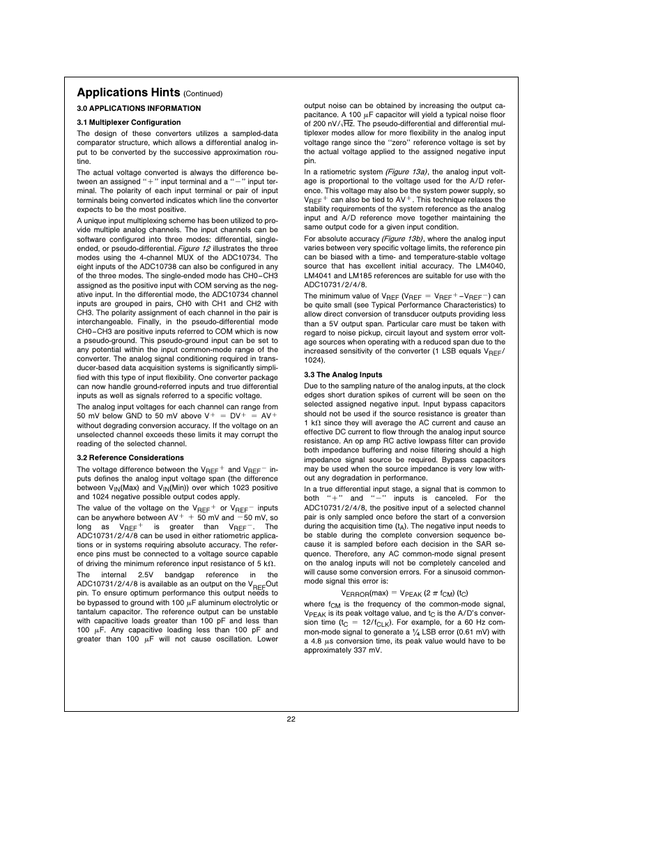 Applications hints | Rainbow Electronics ADC10738 User Manual | Page 22 / 30
