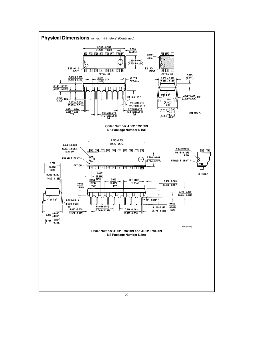 Physical dimensions | Rainbow Electronics ADC10738 User Manual | Page 29 / 30