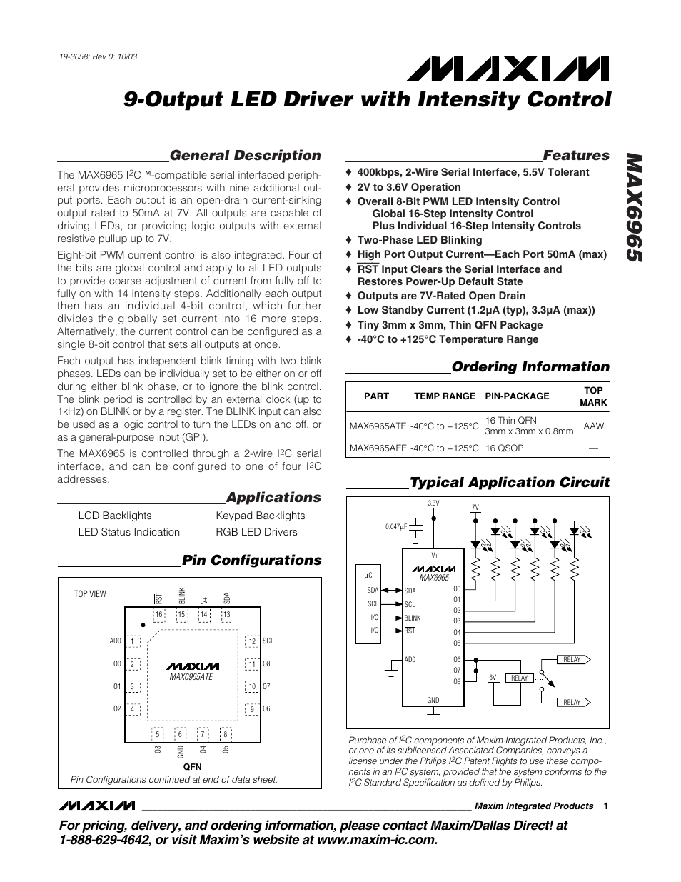 Rainbow Electronics MAX6965 User Manual | 23 pages