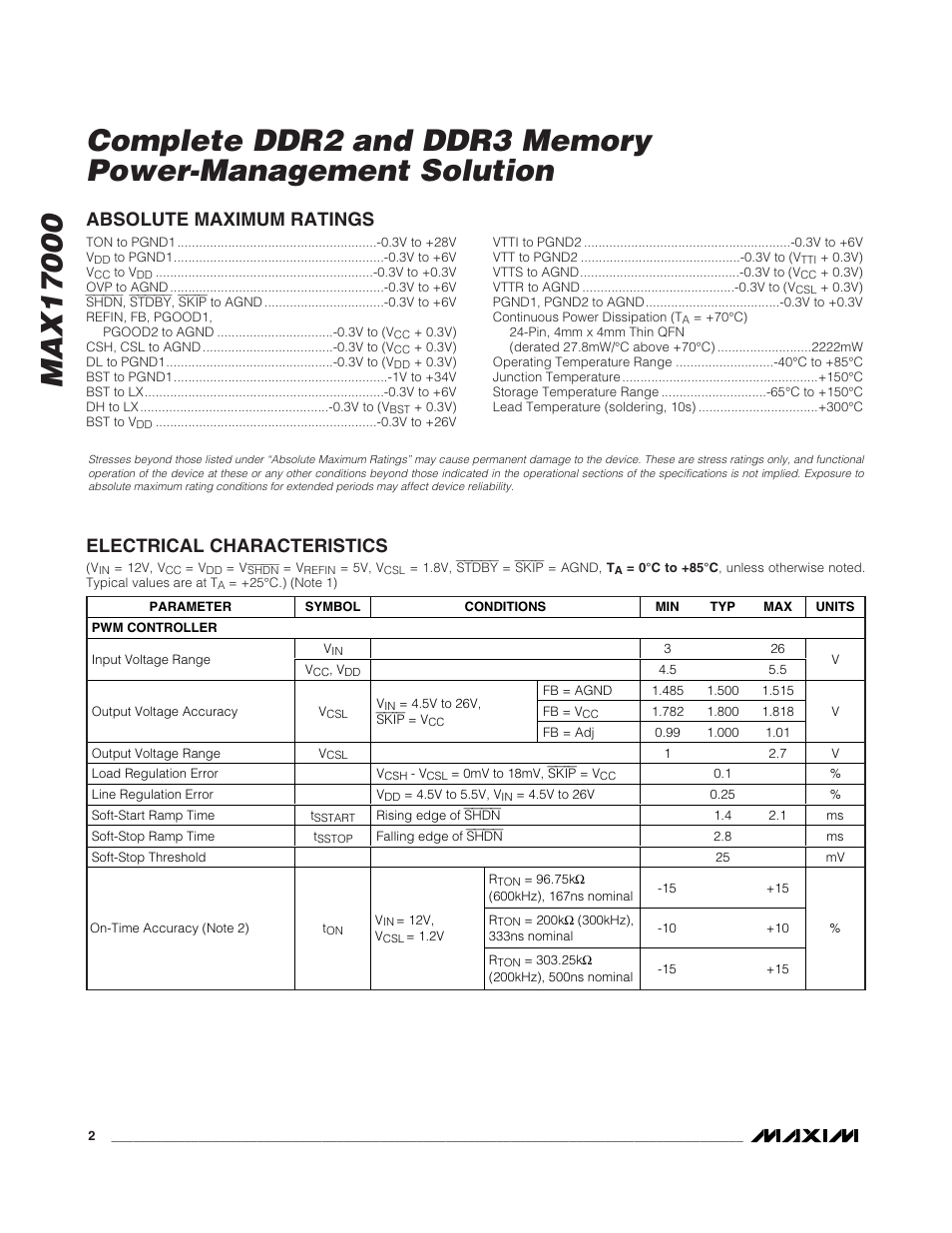 Rainbow Electronics MAX17000 User Manual | Page 2 / 31