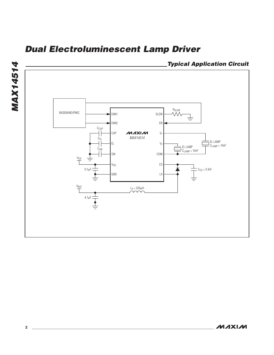 Typical application circuit | Rainbow Electronics MAX14514 User Manual | Page 2 / 14