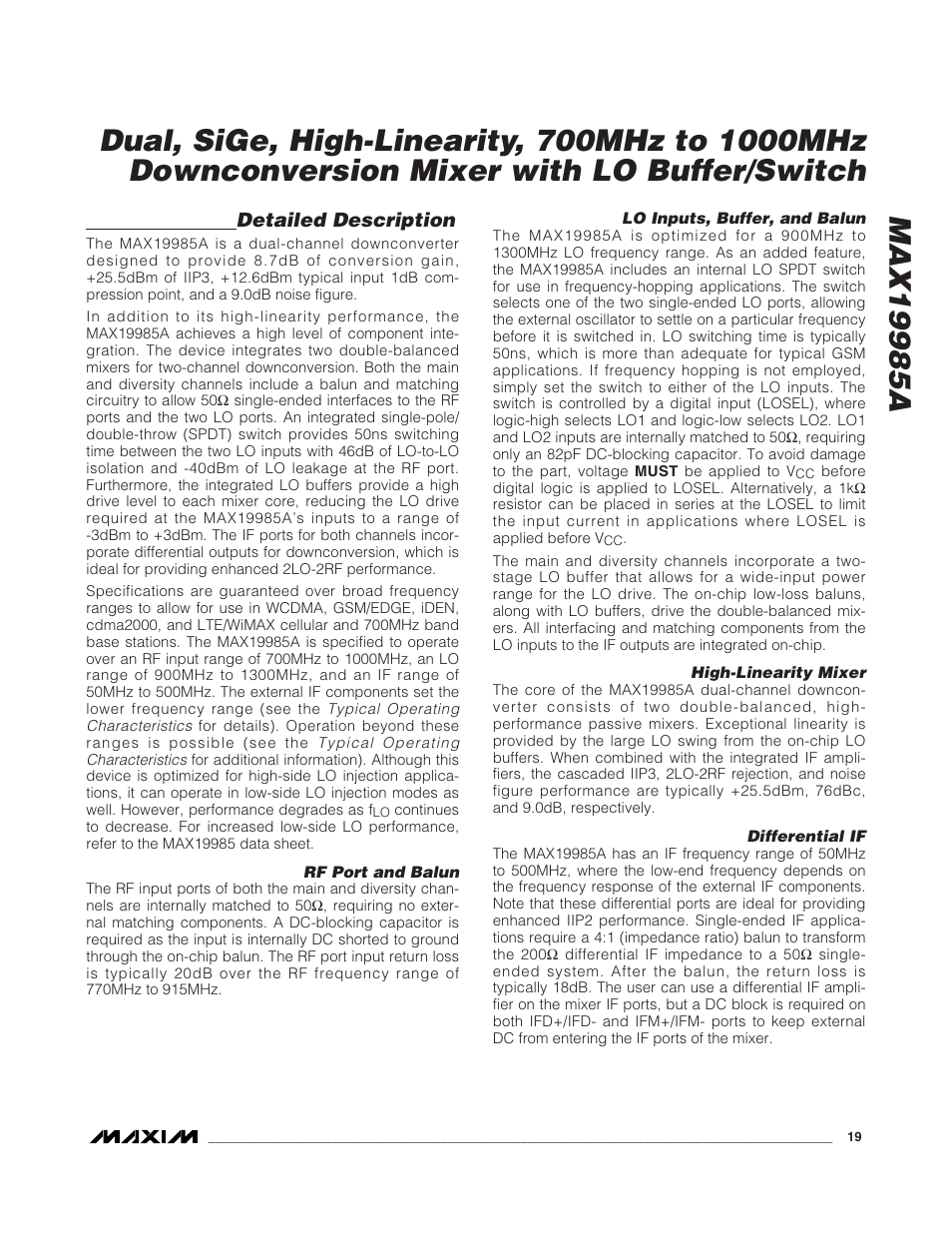 Detailed description | Rainbow Electronics MAX19985A User Manual | Page 19 / 23