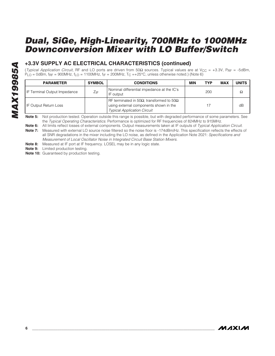 Rainbow Electronics MAX19985A User Manual | Page 6 / 23