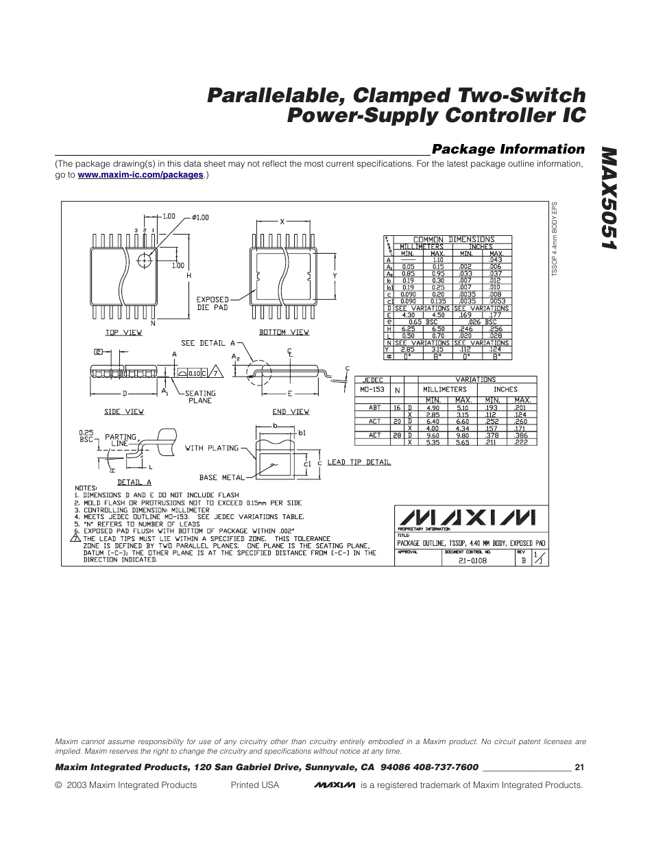 Rainbow Electronics MAX5051 User Manual | Page 21 / 21