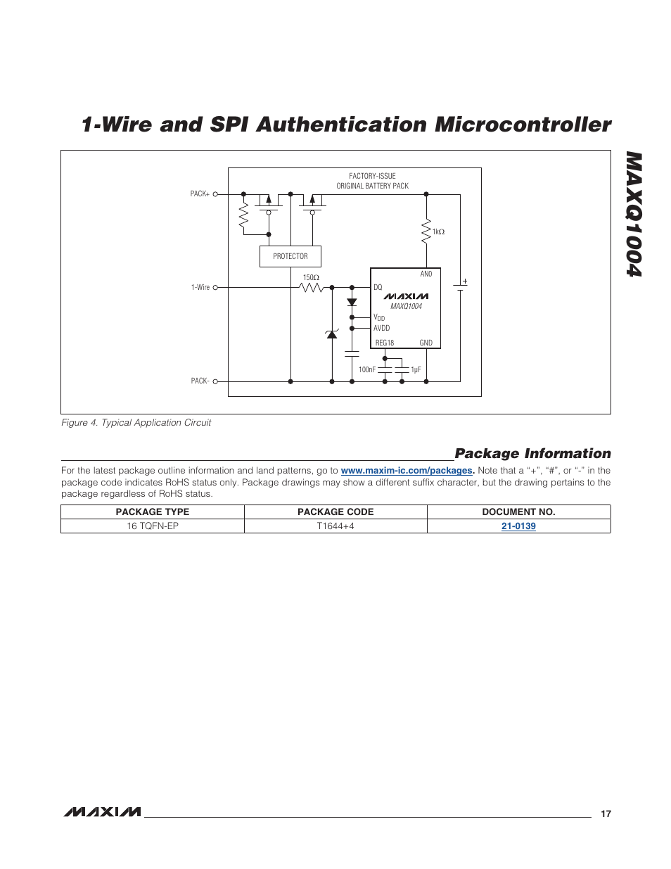 Package information, Figure 4. typical application circuit | Rainbow Electronics MAXQ1004 User Manual | Page 17 / 18