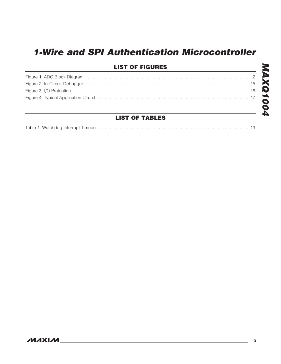 List of figures, List of tables | Rainbow Electronics MAXQ1004 User Manual | Page 3 / 18