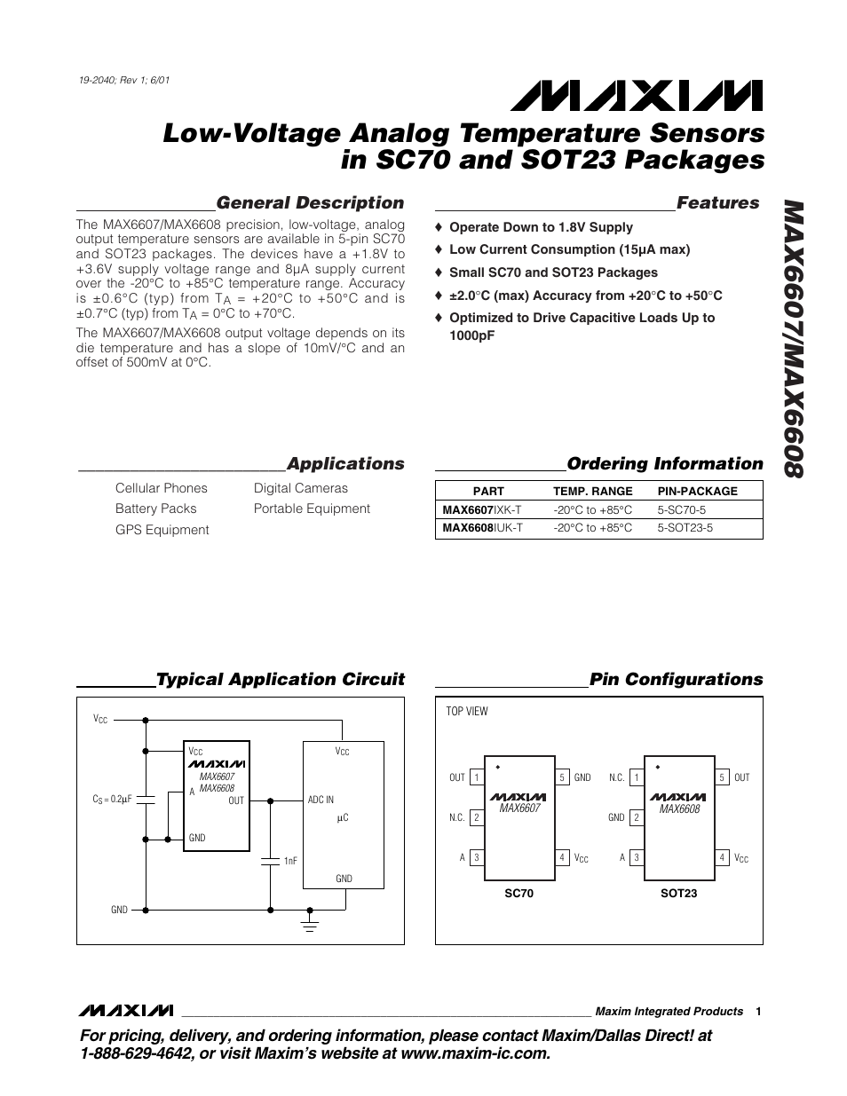 Rainbow Electronics MAX6608 User Manual | 6 pages