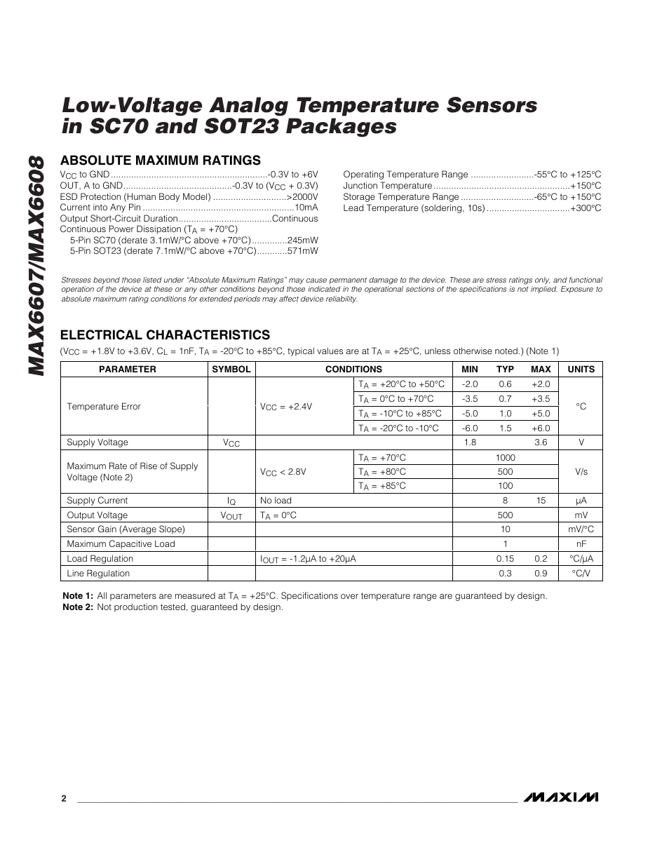 Rainbow Electronics MAX6608 User Manual | Page 2 / 6