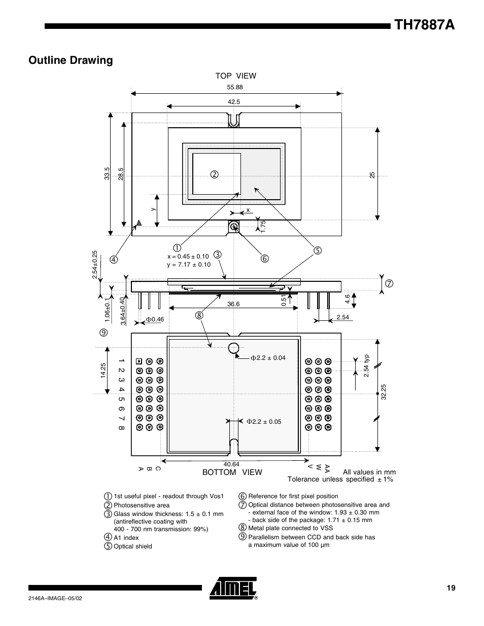 Outline drawing, Th7887a | Rainbow Electronics TH7887A User Manual | Page 19 / 20