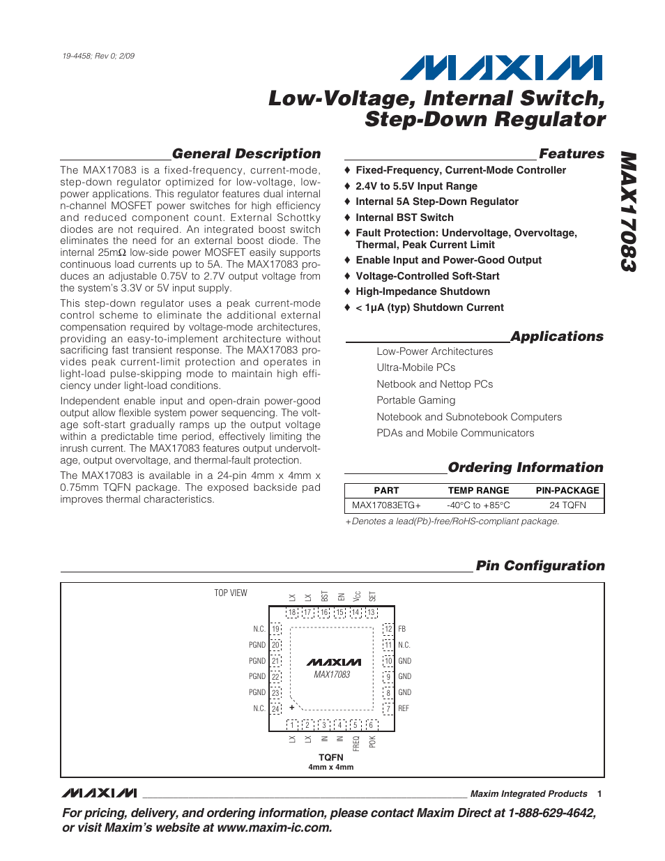 Rainbow Electronics MAX17083 User Manual | 15 pages