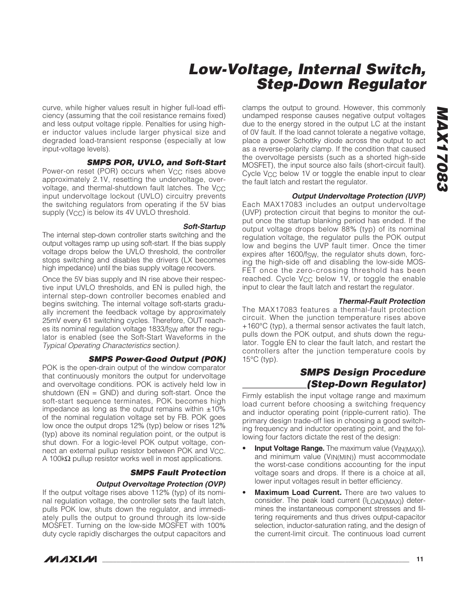 Smps design procedure (step-down regulator) | Rainbow Electronics MAX17083 User Manual | Page 11 / 15