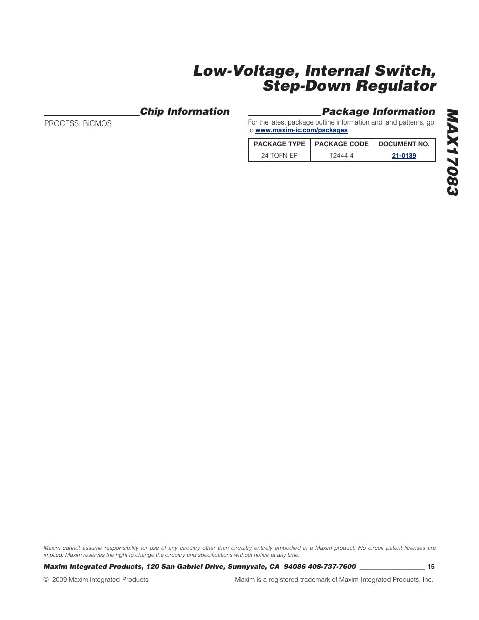 Rainbow Electronics MAX17083 User Manual | Page 15 / 15