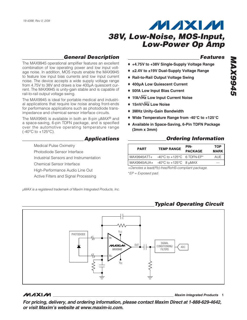 Rainbow Electronics MAX9945 User Manual | 13 pages