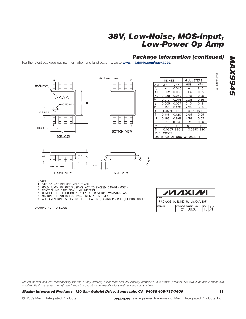 Rainbow Electronics MAX9945 User Manual | Page 13 / 13