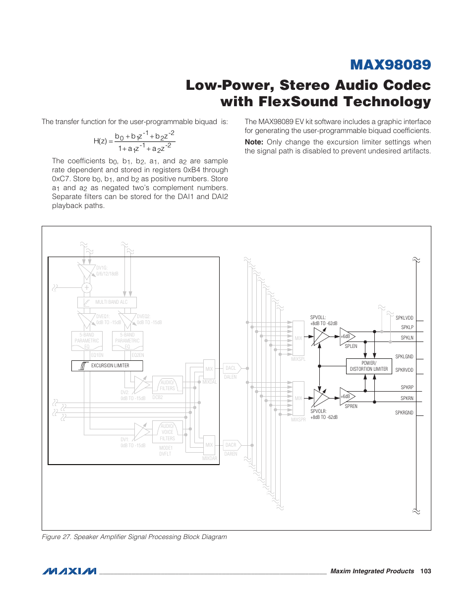 Figure 27. speaker amplifier signal proc | Rainbow Electronics MAX98089 User Manual | Page 103 / 131