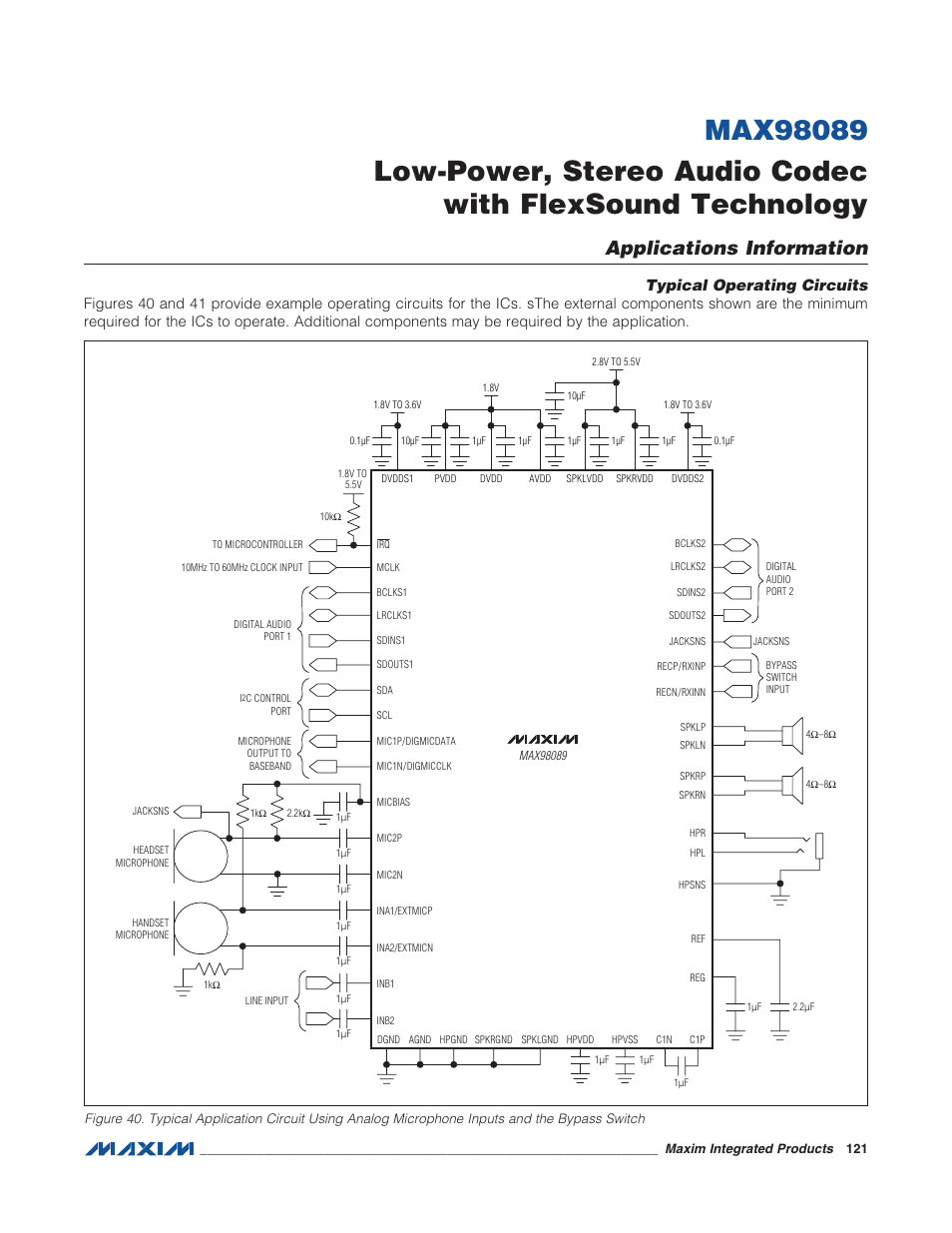 Applications information, Typical operating circuits | Rainbow Electronics MAX98089 User Manual | Page 121 / 131