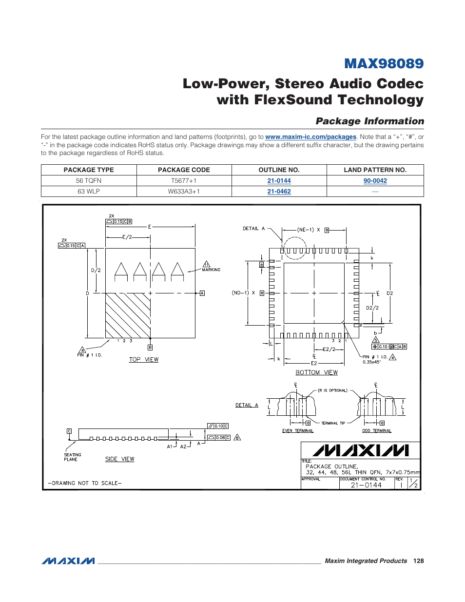 Package information | Rainbow Electronics MAX98089 User Manual | Page 128 / 131