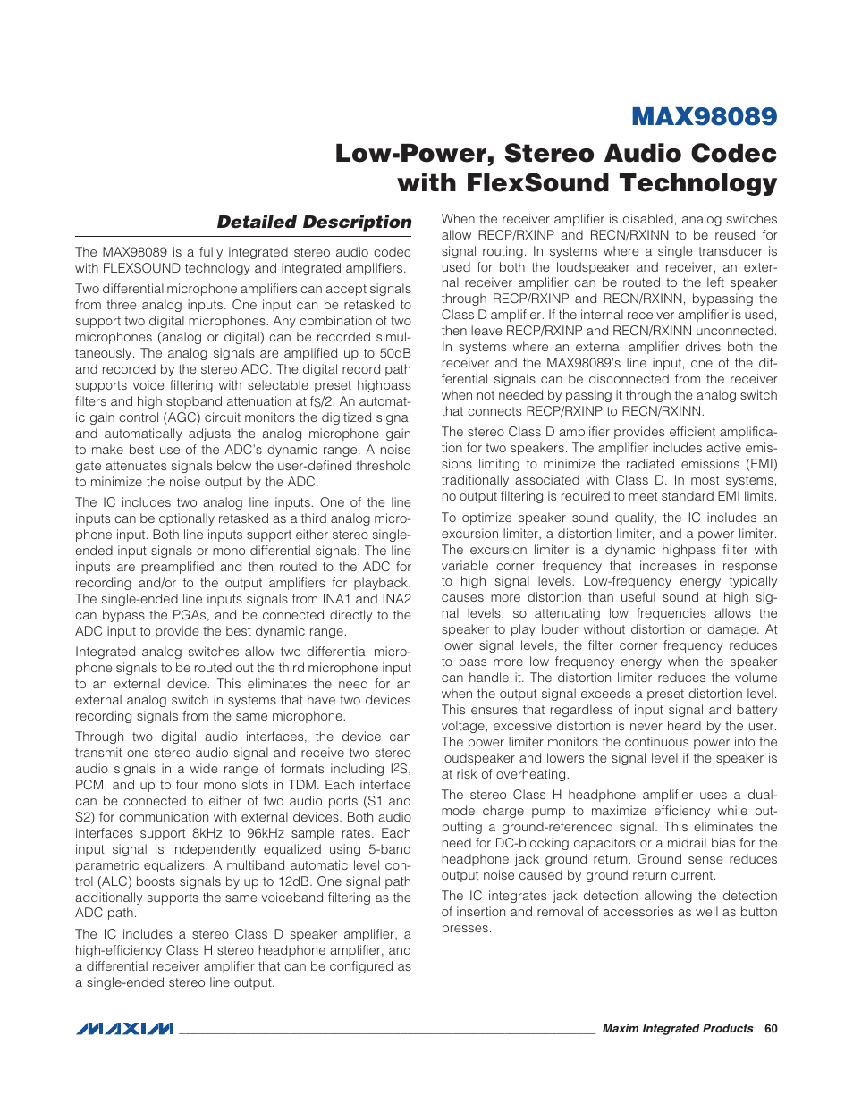 Detailed description | Rainbow Electronics MAX98089 User Manual | Page 60 / 131