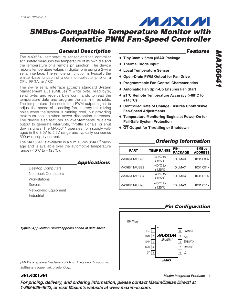 Rainbow Electronics MAX6641 User Manual | 17 pages