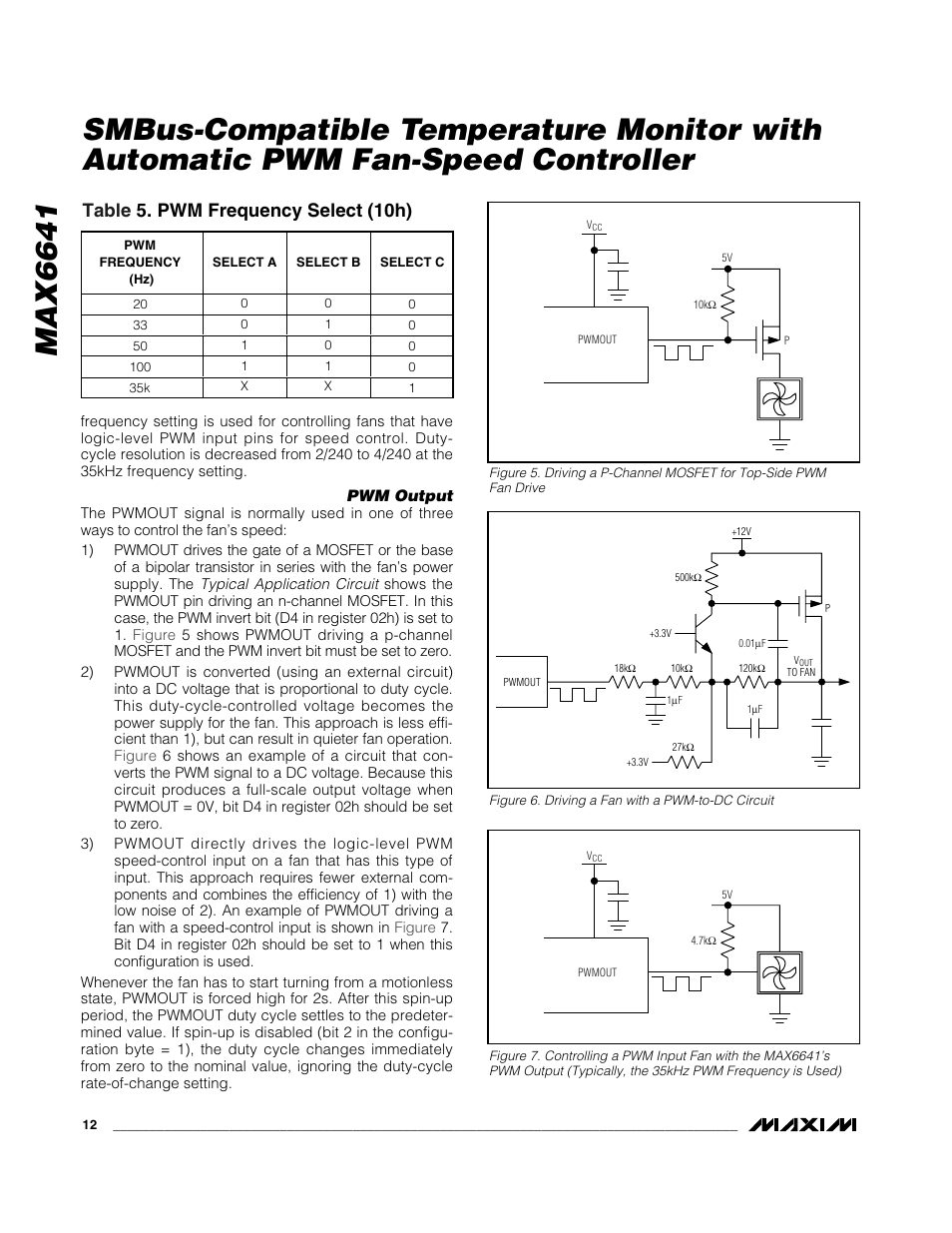 Table 5. pwm frequency select (10h) | Rainbow Electronics MAX6641 User Manual | Page 12 / 17