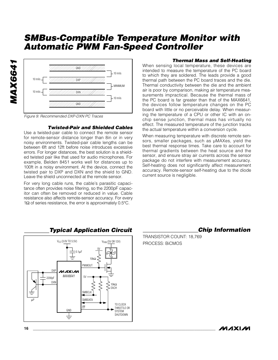 Typical application circuit chip information | Rainbow Electronics MAX6641 User Manual | Page 16 / 17