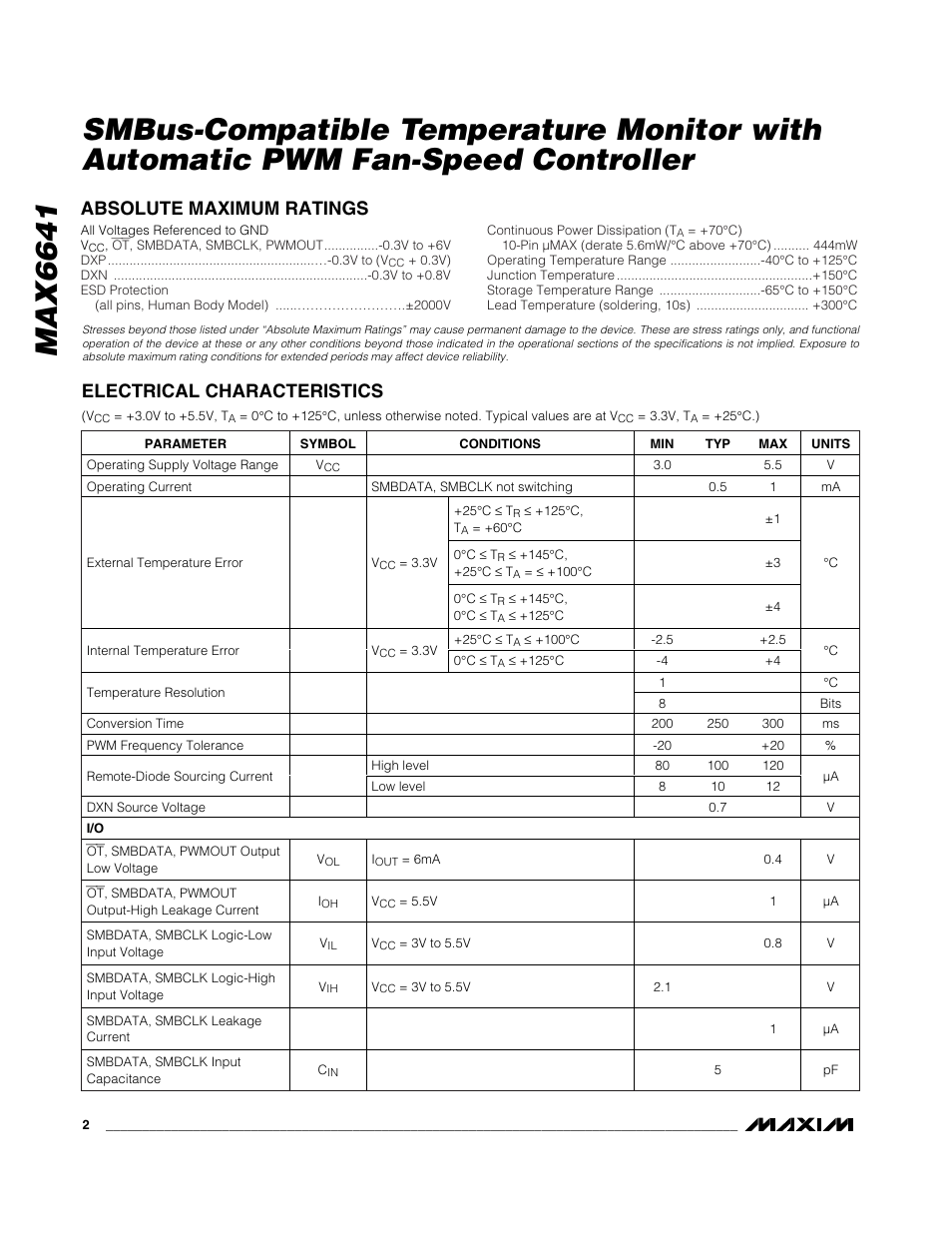 Rainbow Electronics MAX6641 User Manual | Page 2 / 17