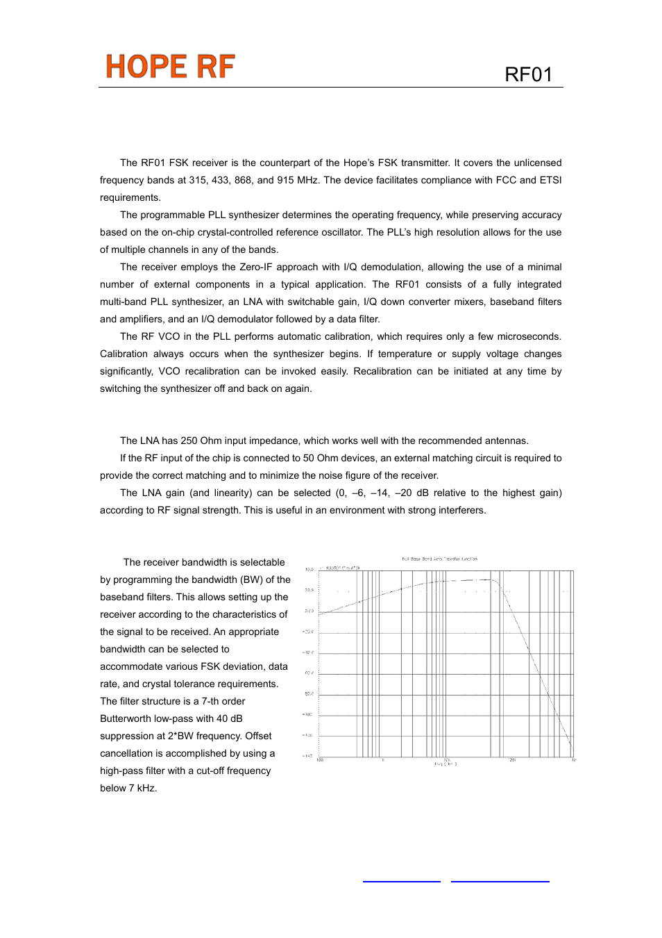 Detailed description, Rf01, General | Baseband filters | Rainbow Electronics RF01 User Manual | Page 3 / 26