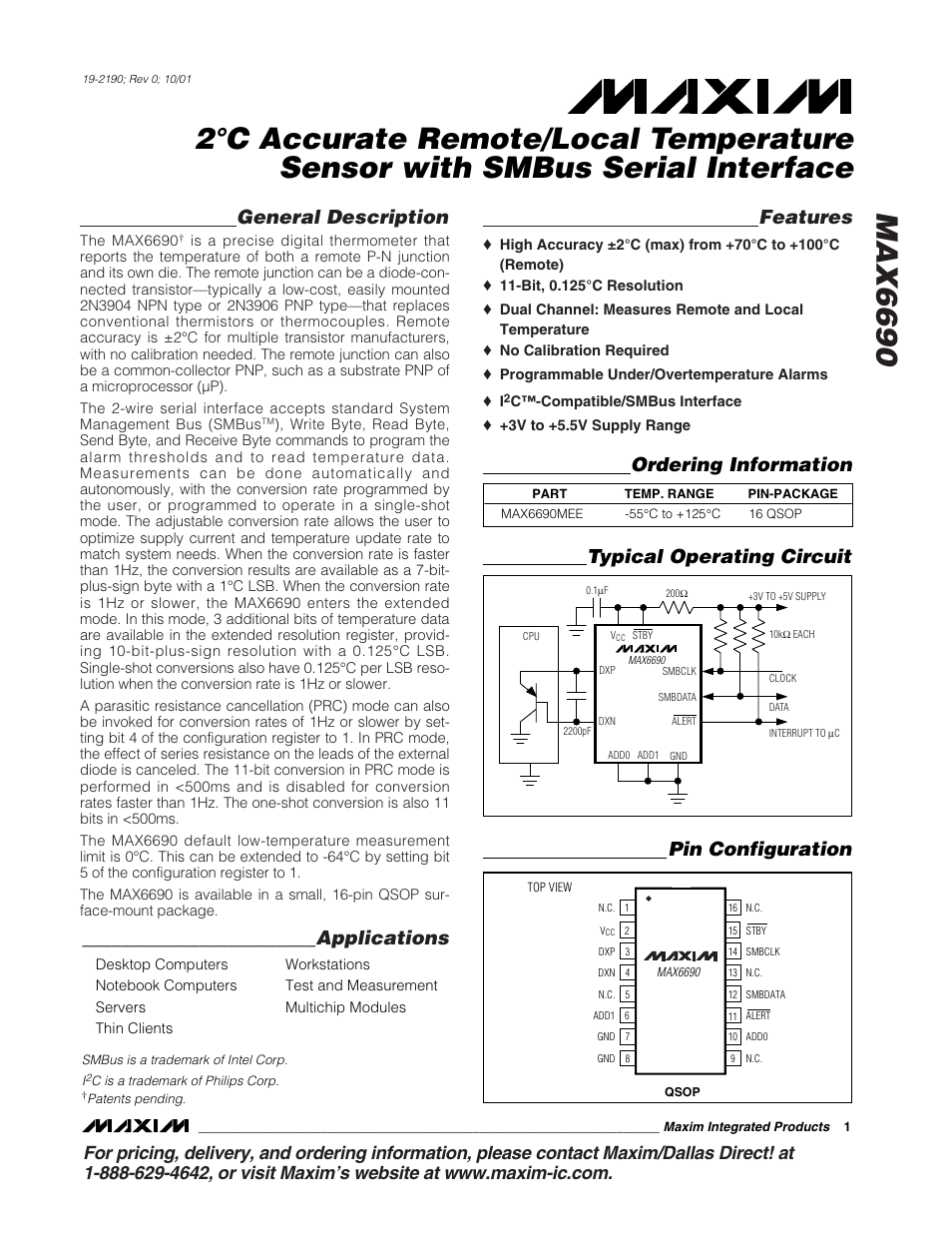 Rainbow Electronics MAX6690 User Manual | 16 pages