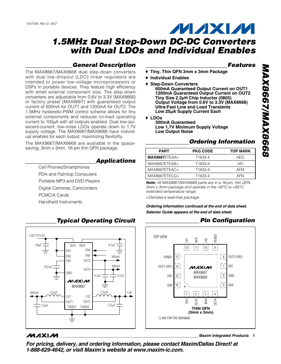 Rainbow Electronics MAX8668 User Manual | 18 pages