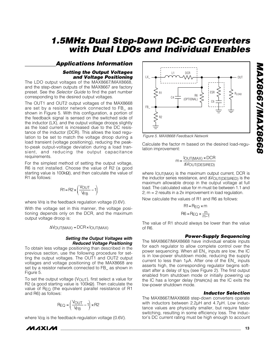 Applications information | Rainbow Electronics MAX8668 User Manual | Page 13 / 18