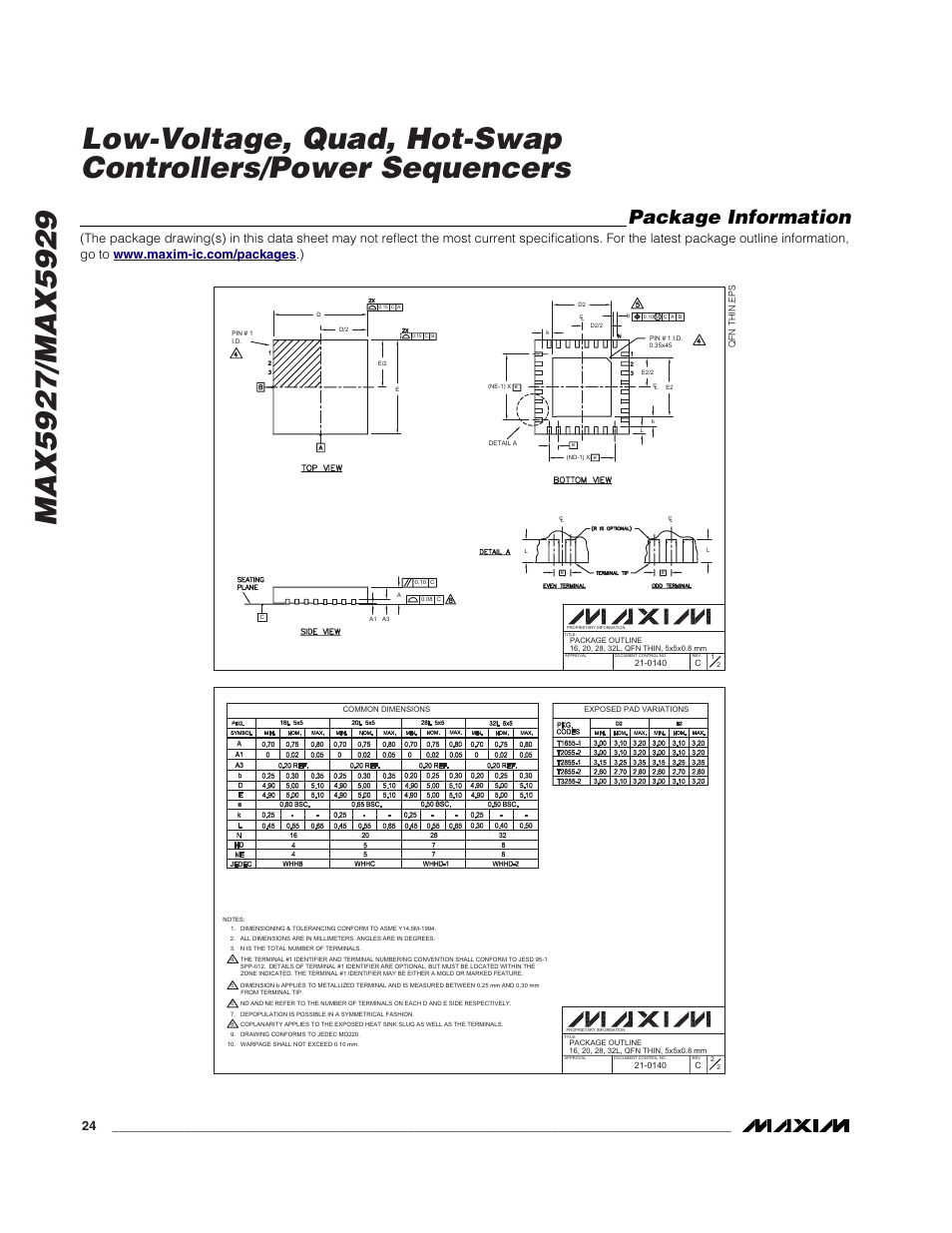 Package information | Rainbow Electronics MAX5929 User Manual | Page 24 / 25