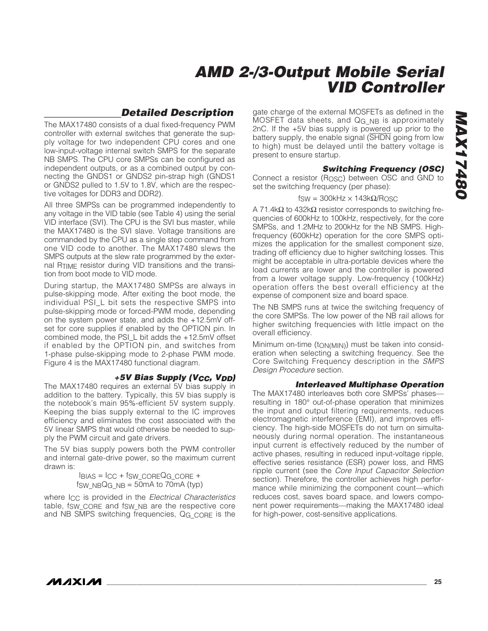 Amd 2-/3-output mobile serial vid controller, Detailed description | Rainbow Electronics MAX17480 User Manual | Page 25 / 48