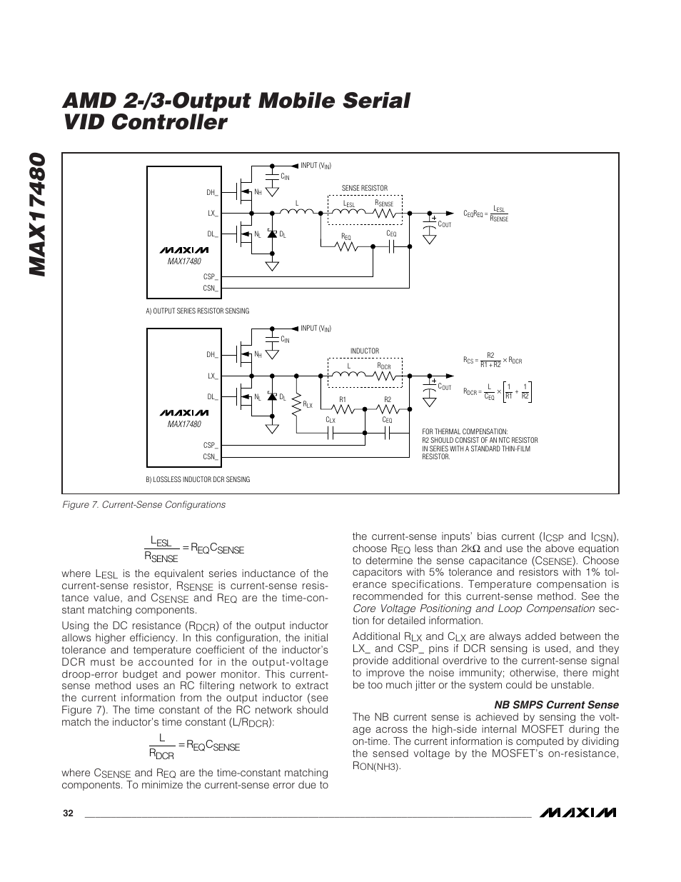 Core voltage positioning and loop compensation, Nb smps current sense | Rainbow Electronics MAX17480 User Manual | Page 32 / 48