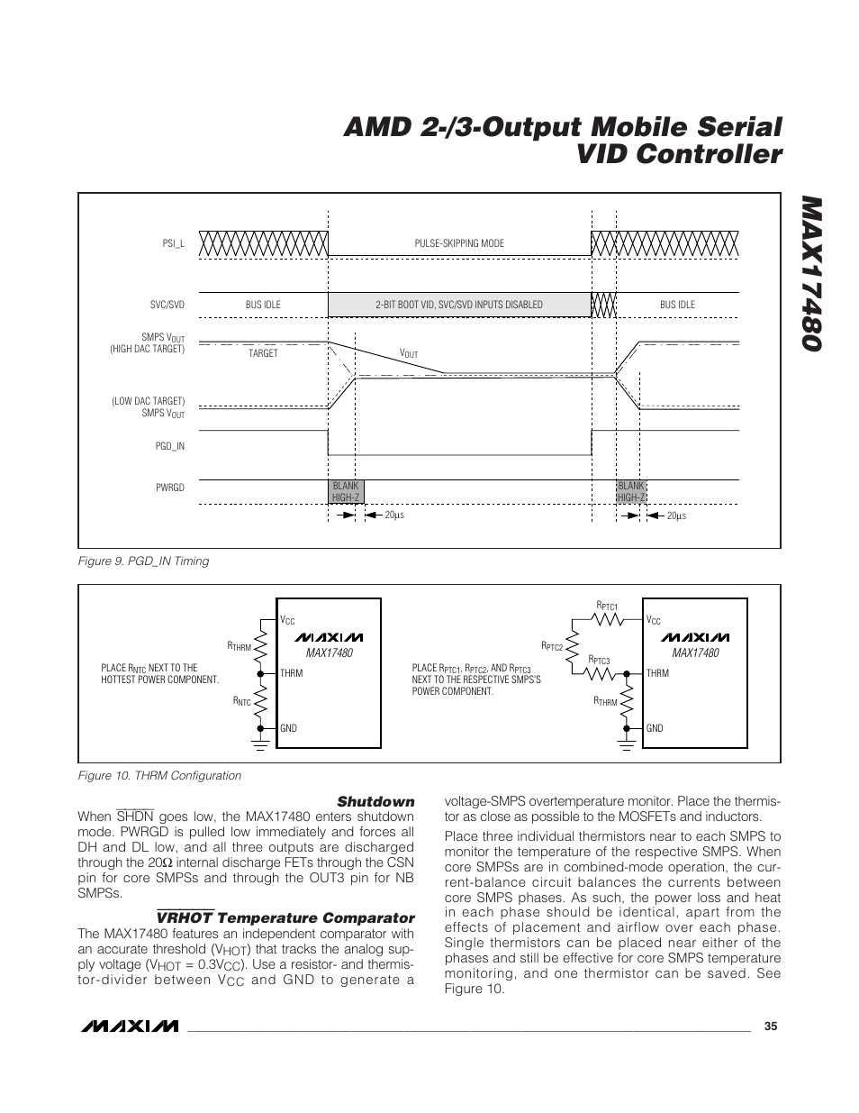 Shutdown, Vrhot temperature comparator | Rainbow Electronics MAX17480 User Manual | Page 35 / 48