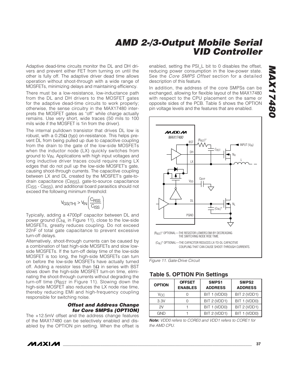 Table 5. option pin settings | Rainbow Electronics MAX17480 User Manual | Page 37 / 48