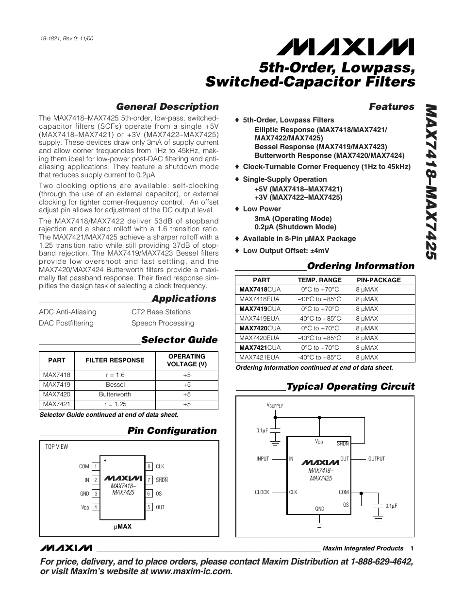Rainbow Electronics MAX7425 User Manual | 14 pages
