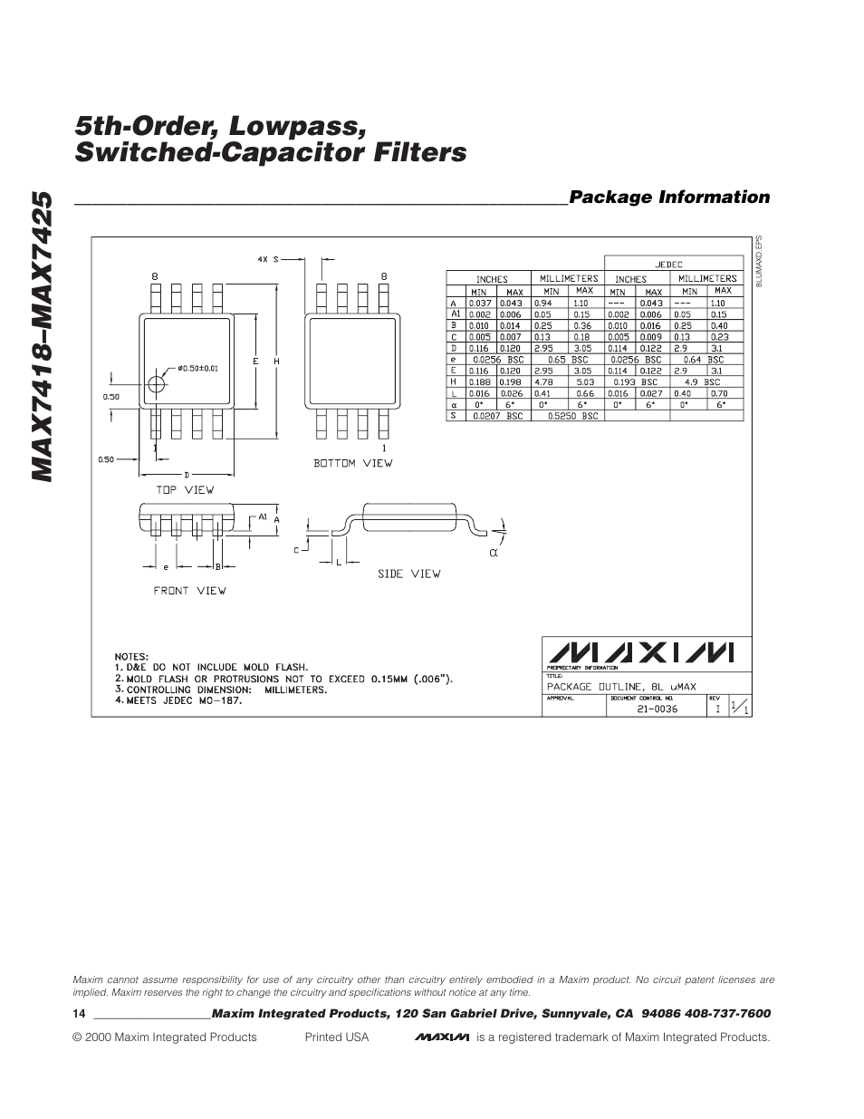 Rainbow Electronics MAX7425 User Manual | Page 14 / 14